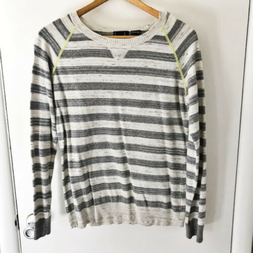 Kersh Womens Sweater Size L Grey White Knit